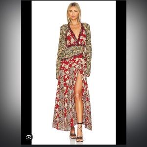 Free People Tilda Wrap Dress in Neutral Combo Size Small